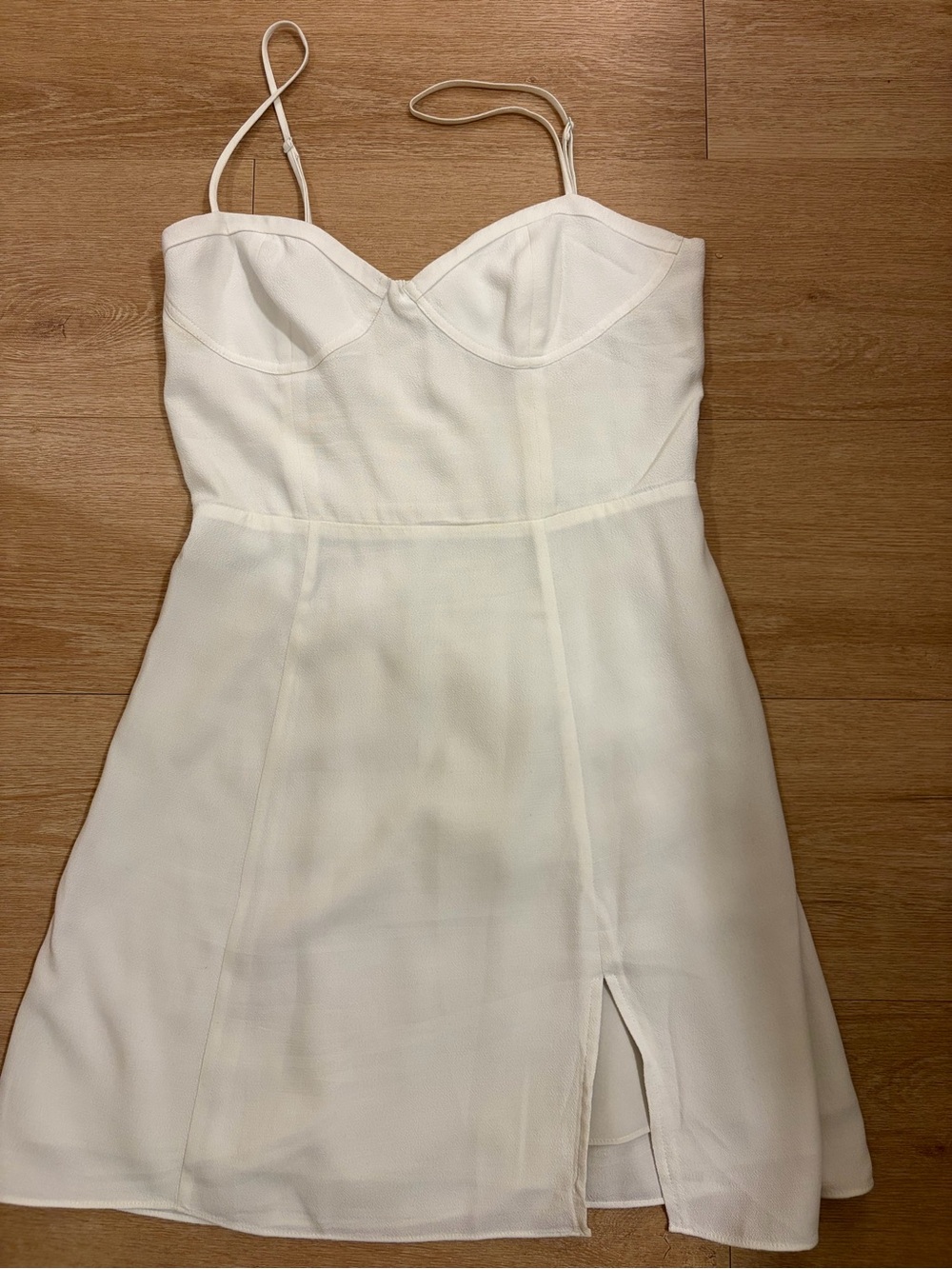 Aritzia White Spaghetti-Strap Mini Dress with Side Slit